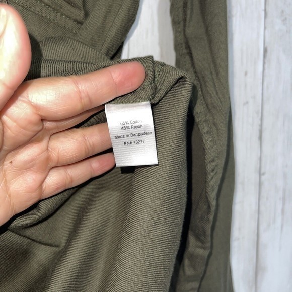 SO Lace Up Utility Shirt Olive Green Long Sleeve Button Pocket Women's Size M - Picture 5 of 6